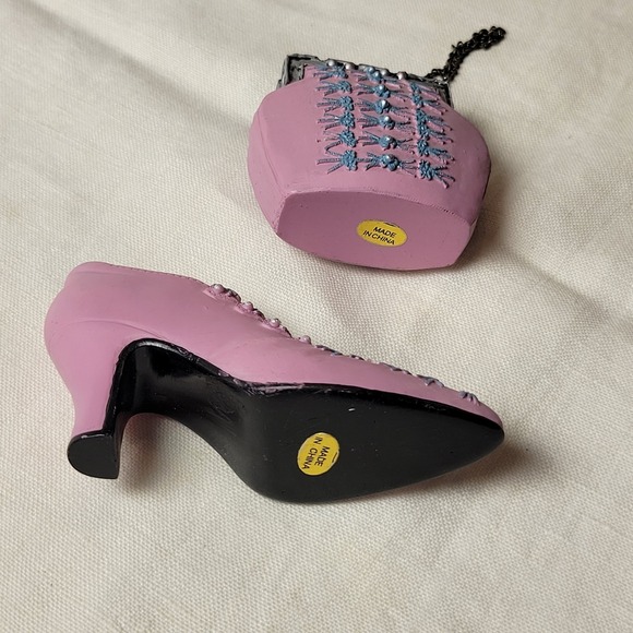 Miniature High Heel Shoes & Matching Handbags Fashionable Figurines Resin 10 pc - Picture 7 of 16
